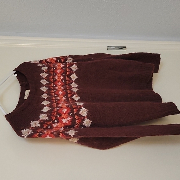 HOLLISTER Oxblood Fair Isle Wool Crew Neck Academia Ski Sweater Small - Picture 2 of 5